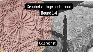 crochet old bedspread pattern step by step Round 14 [upl. by Aramahs]