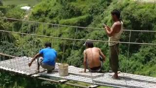 Making Of Suspension bridge in kathmandu NEPAL [upl. by Airdnazxela]