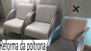 Diy reformando poltrona em casa trocando o tecido [upl. by Holmen]