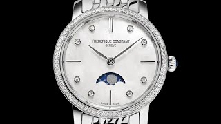 Frederique Constant classics Slimline Ladies Moonphase 30mm Case with Diamonds [upl. by Aneerbas913]