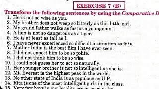 transformation exercise 7b  interchange comparison of degrees transformation of sentences class 12 [upl. by Redfield]