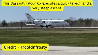 Aviation video YouTube  Aviation video  Plane aviation  Dassault Falcon 6X extremely steep take [upl. by Gittle]