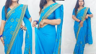 Heavy border saree for biggners basics esay step by step perfect wear saree  Drapping diva style [upl. by Airlia]