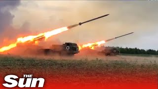 Russian troops blitz Ukrainian targets with hurricane rockets [upl. by Uni]