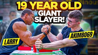 19 Year Old Giant Slayer  Arm Wrestling  Akimbo69 [upl. by Annenn371]