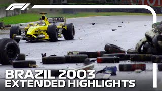 Wet Weather Mayhem In Interlagos  2003 Brazilian Grand Prix  Extended Highlights [upl. by Ruhnke330]