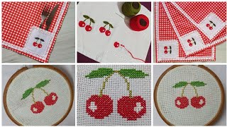 Cross Stitch patterns  Easy Cherry 🍒 Cross Stitch pattern  cherry [upl. by Nnaul]