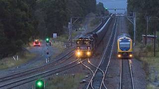 Long Coal Train In NSW Australia Overtaken By Cityrail Passenger Railcar 362010  PoathTV [upl. by Barrus]