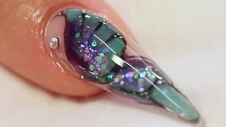 Encapsulated Butterfly Stiletto Acrylic Nail Tutorial Video by Naio Nails [upl. by Oirrad372]