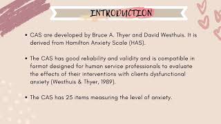 Lesson 11 Clinical Anxiety Scale CAS [upl. by Aneekan]