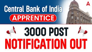 Central Bank of India Apprentice Recruitment 2024  Central Bank of India Notification 2024 [upl. by Nakeber]