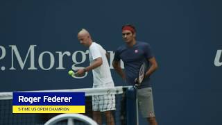 Roger Federer Warms Up For His R4 Match at the 2018 US Open [upl. by Eus]