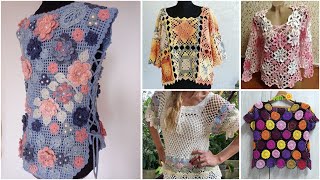 Gorgeous boho style crochet 🧶 topcrochet cotton thread top designs [upl. by Abehs]