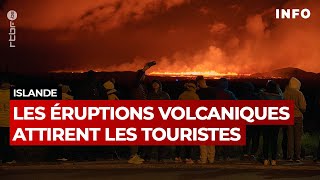 Islande les éruptions volcaniques attirent les touristes RTBF Info [upl. by Apoor]