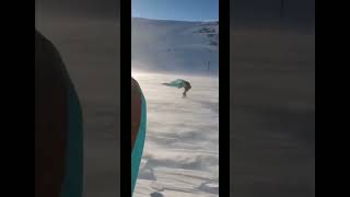 Snow Storm 🥶 wing foil skiing in 35 knots 🏄🏼‍♀️ wingfoil skiing storm kitesurfing [upl. by Priscilla]