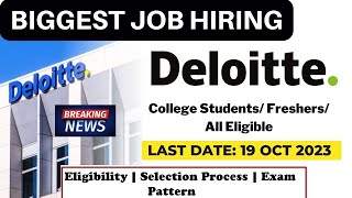 Deloitte Biggest Recruitment for freshers amp College students  Deloitte Off Campus drive 2024 [upl. by Hearn]