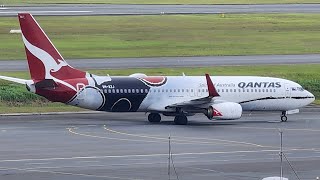 Qantas Mendoowoorrji livery arrival at Gold Coast airport [upl. by Ordisi719]