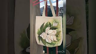 White Magnolia flower Paintings on cloth bag [upl. by Enelav]