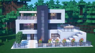 Minecraft  How to Build a Large Modern House Tutorial 15 [upl. by Eanar362]