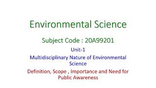 EVS Multidisciplinary Nature of EVS Definition Scope  Importance and Need for Public Awareness [upl. by Akima]