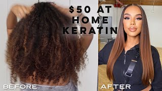 How to Use KERATIN TREATMENT at home to straighten natural hair [upl. by Pelagi760]