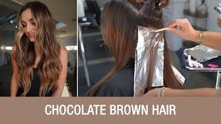 Chocolate Brown Hair with Blonde Teasylights  Brunette Hair Transformation  Kenra Professional [upl. by Arlette948]