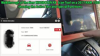 Walkthrough of Active Test and Special Functions of the NEW KINGBOLEN K8 on a 2017 RAM 1500 [upl. by Irrep]