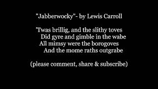 JABBERWOCKY Song LEWIS CARROLL Alice Through Looking Glass Lyrics Word text trendin sing along music [upl. by Ylevol]