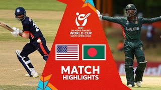 Match Highlights  Bangladesh v USA  U19 CWC 2024 [upl. by Portuna]