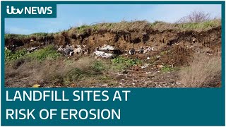 Historic landfill sites leaking into waters in Britain due to coastal erosion  ITV News [upl. by Bazar]