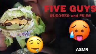 FIVE GUYS DOUBLE BACON CHEESEBURGER ON LETTUCE WRAP ASMR MUKBANG [upl. by Thurmann660]