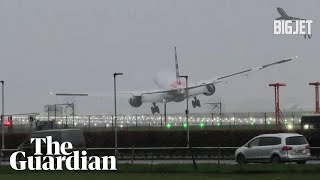 Plane makes bumpy landing at London Heathrow during Storm Gerrit [upl. by Ming]