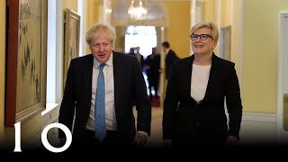 Prime Minister Boris Johnson welcomed PM Ingrida Šimonytė of Lithuania to 10 Downing Street [upl. by Liponis266]