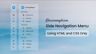 Create A Sidebar with Glassmorphism Effect in HTML and CSS  Sidebar in HTML and CSS [upl. by Wallas]