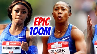 Wow ShellyAnn FraserPryce Battles ShaCarri Richardson In Epic 100m At The Botswana Grand Prix [upl. by Sedlik]