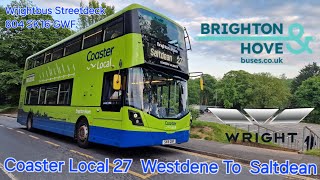 Brighton and Hove Coaster Local Route 27 Westdene To Saltdean Wrightbus Streetdeck [upl. by Rizika]