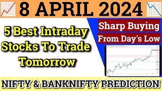 Daily Best Intraday Stocks  8 April 2024  Stocks to buy tomorrow  Detailed Analysis [upl. by Slavic87]