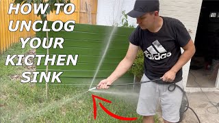 UNCLOGGING my kitchen sink with a PRESSURE WASHER amp Sewer Jetter Kit w BEFORE amp AFTER result [upl. by Alaine]