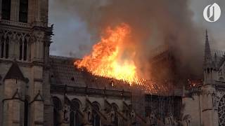 Scenes from Notre Dame Cathedral fire in Paris [upl. by Ellan]