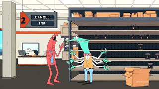 Smiling Friends  Season 2 Episode 3 Clip  Allan argues with a shelf stacker [upl. by Novonod]