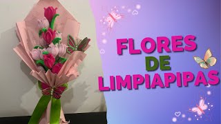 Flores con limpia pipas Cola de GatoHow to make simple pipe cleaner flower [upl. by Fraase354]