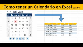 Como tener un Calendario en Excel [upl. by Skillern]