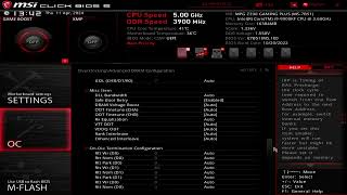 My BIOS settings for reference  MSI Z390 motherboard Intel i99900KF cpu GSKILL CL15 4000 memory [upl. by Aidnyc841]