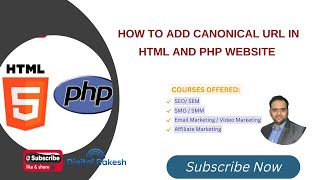 How To Add Canonical URL In HTML And PHP Website  SEO Training Course  Digital Rakesh [upl. by Musihc]