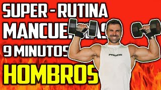 🔴 RUTINA HOMBROS 9 MINUTOS  EJERCICIOS de HOMBROS con MANCUERNAS EN CASA [upl. by Hardigg153]