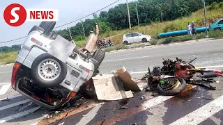 Collision kills big biker SUV driver in Papar Sabah [upl. by Shellans]