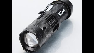 Mini Cree Led Q5 Ultrafire Flashlight Torch Adjustable Focus Zoom Light Lamp Thorough Review Part 1 [upl. by Sharma]