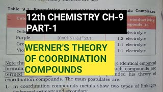 12th Chemistry Ch9Part1Werners theory of Coordination compoundsStudy with Farru [upl. by Pollux198]