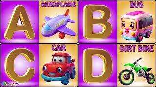 ABC Phonics Song  Vehicles ABC Song  Vehicles Alphabet Song  Learn Alphabet with Vehicles name [upl. by Assyral]