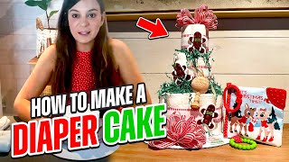 How to Make a Christmas Diaper Cake  Step By Step Tutorial  Sposie Diaper Cake [upl. by Ennaegroeg]